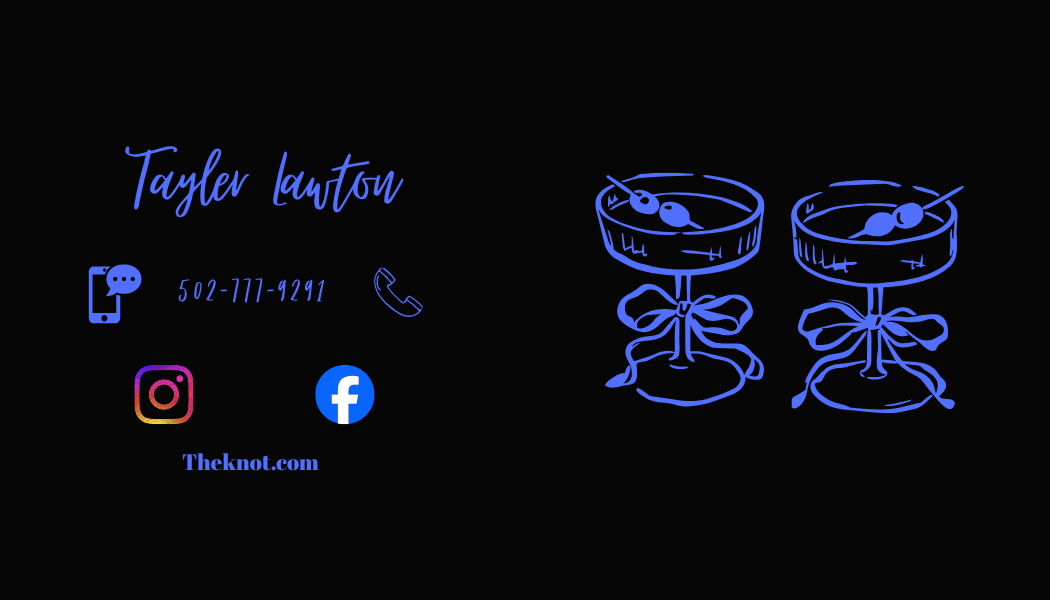 Tayler Lawton — 502-777-9291, with blue cocktail glasses